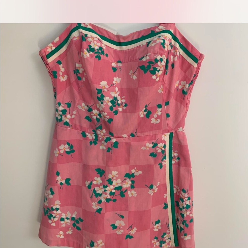 Floral Pink Strapless Dress